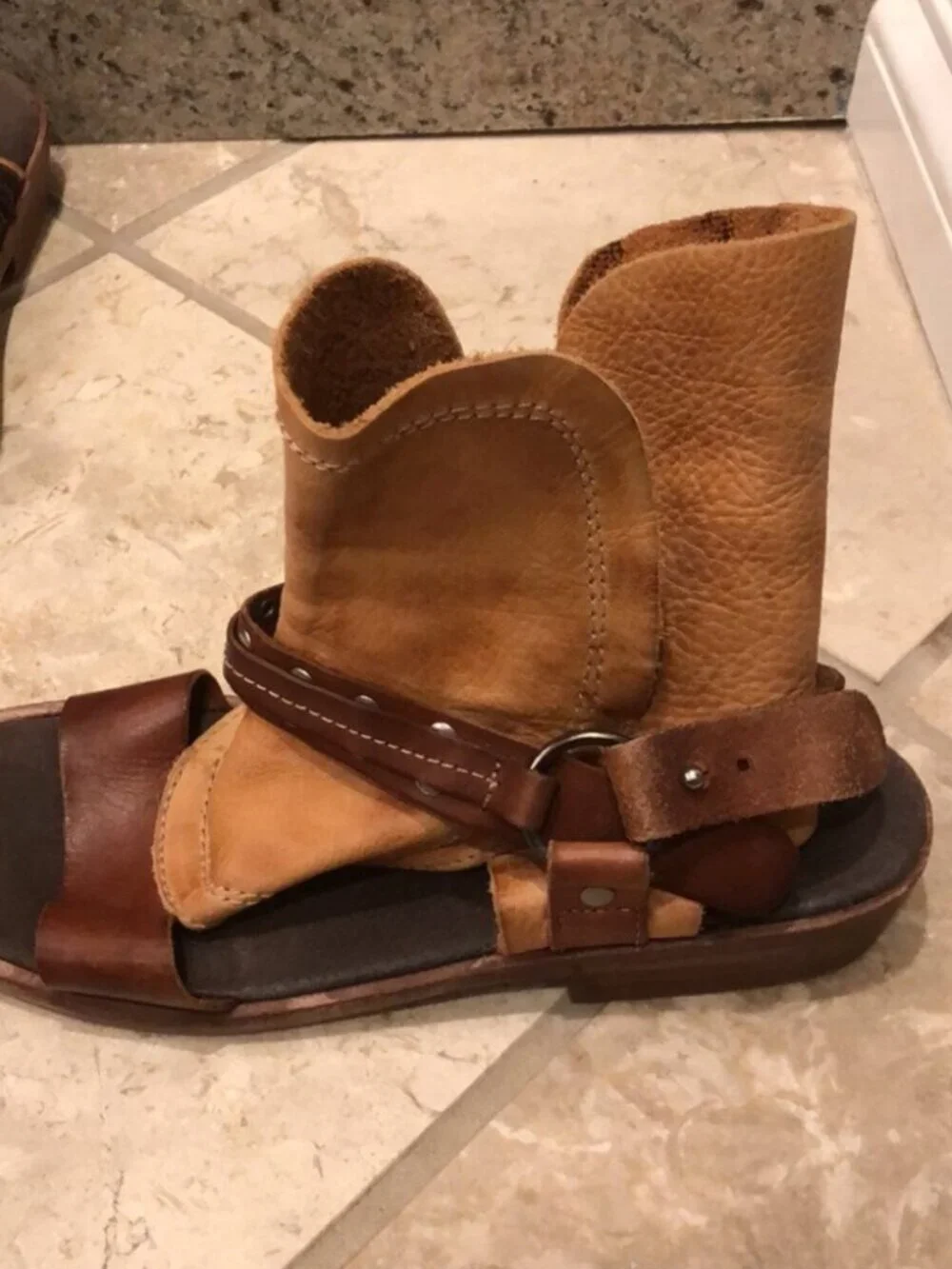 Free People Everything Went West leather studded harness bootie gladiator sandal